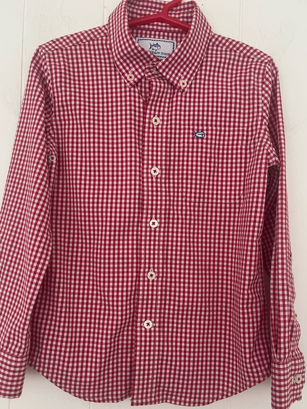 Southern Tide Intercoastal Red Gingham Plaid Longsleeve Buttondown Size 4/5